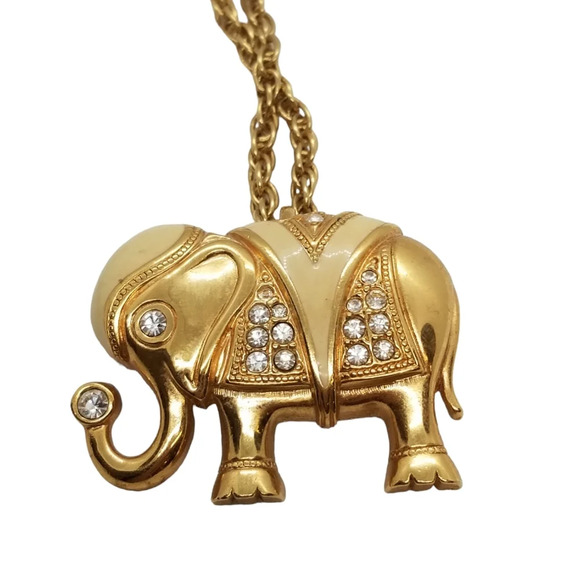 KENNETH JAY LANE FOR AVON 1995 ROYAL ELEPHANT PIN/PENDANT NECKLACE - Picture 1 of 5
